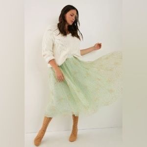 Anthropologie Sydney Shimmer Tulle Midi Skirt
